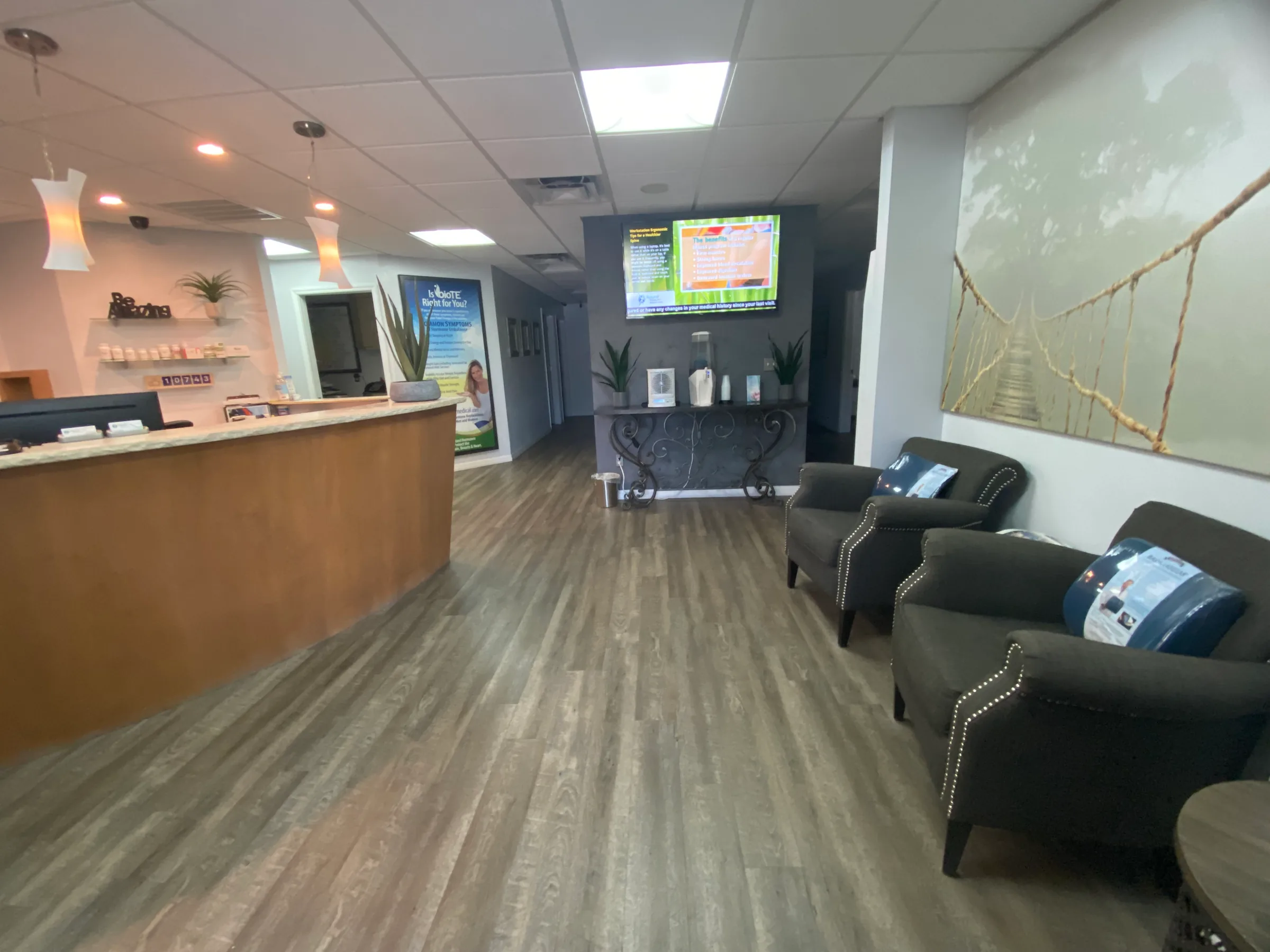 Front desk and waiting room of Natural Healing Arts Medical Center